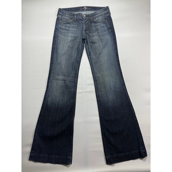 7 For All Mankind Women's Dojo Flare Blue Denim Jeans - Size 27 (30x33.5) - Picture 1 of 6
